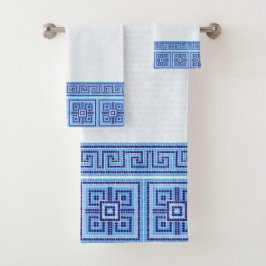 Ornament för den grekiska mosaikplattan - blå nyan