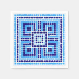 Ornament för den grekiska mosaikplattan - blå nyan pappersservett