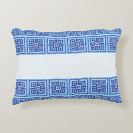 Ornament för den grekiska mosaikplattan - blå nyan prydnadskudde