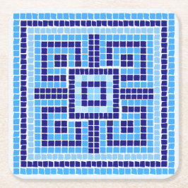 Ornament för den grekiska mosaikplattan - blå nyan underlägg papper kvadrat
