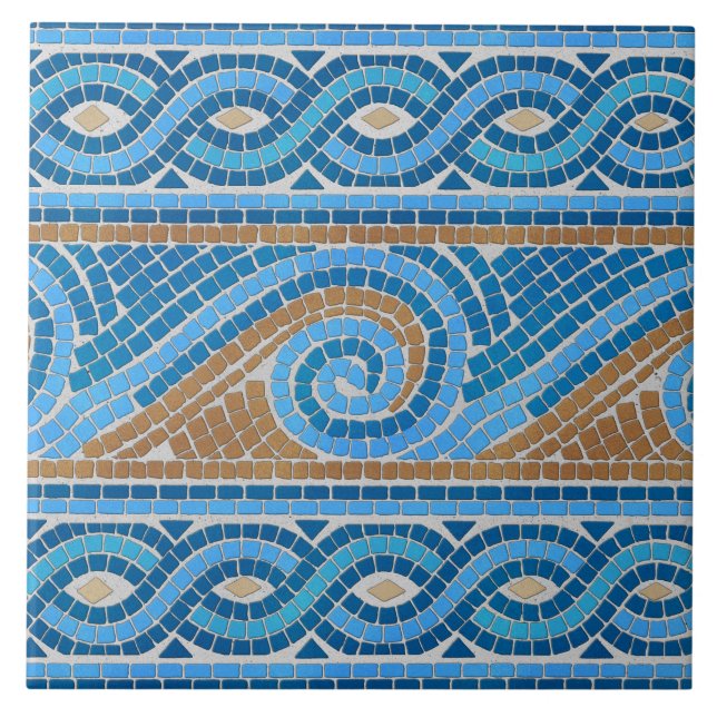 Ornament för den grekiska mosaikplattan kakelplatta (Framsidan)