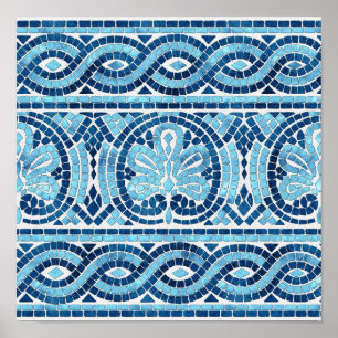 Ornament för den grekiska mosaikplattan poster