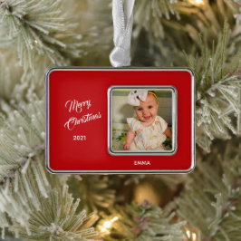 Ornament för elegant Photo Red Background Framed