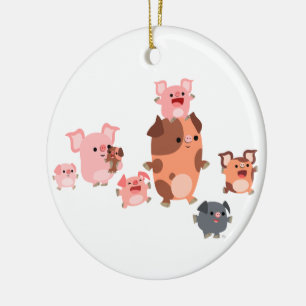 Ornament för familjen Cute Tecknad Gris