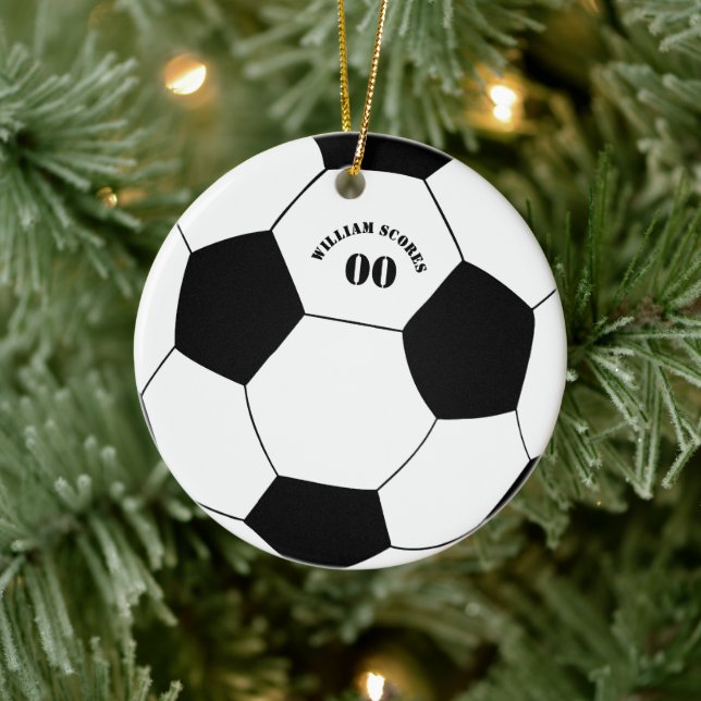 Ornament för fotboll och fotboll med Namn och numm (Träd)