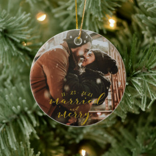 Ornament för gift och Merry Guld Helgdag