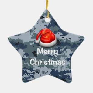 Ornament för God jul i marin Camo Star