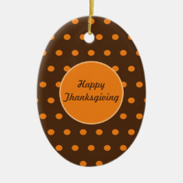 Ornament för happy thanksgiving oval (brun och Ora