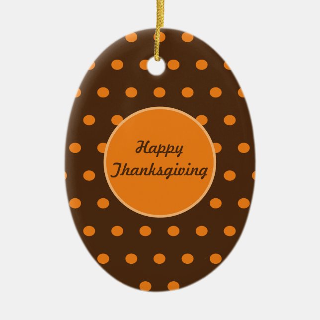 Ornament för happy thanksgiving oval (brun och Ora (Framsidan)