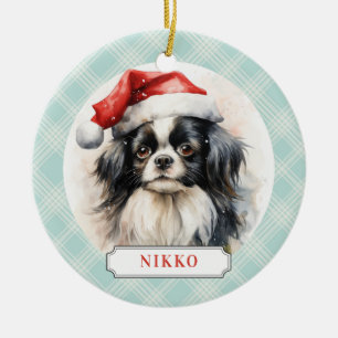 Ornament för japansk chin-Hund, keramisk cirkel