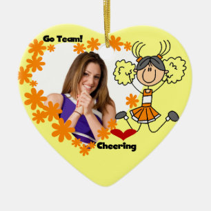 Ornament för orange Stick figur CheerLedare