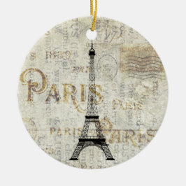 Ornament för Paris Eiffel Torn Postcard