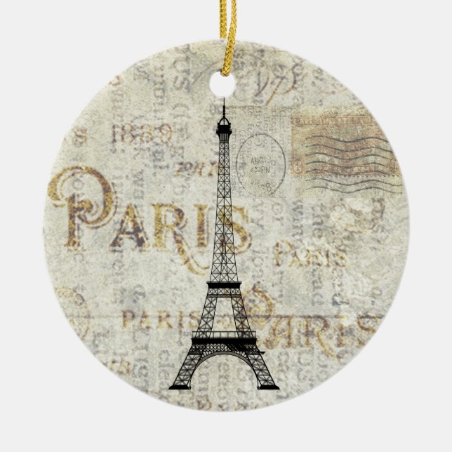 Ornament för Paris Eiffel Torn Postcard (Framsidan)