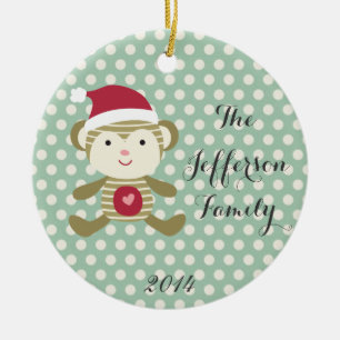 Ornament för personligens julfamiljen Monkey
