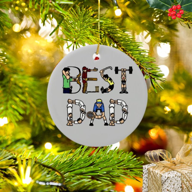 Ornament för Roligten Bästa Pappa-sport (Best Dad Sports Fun Text Ornament)