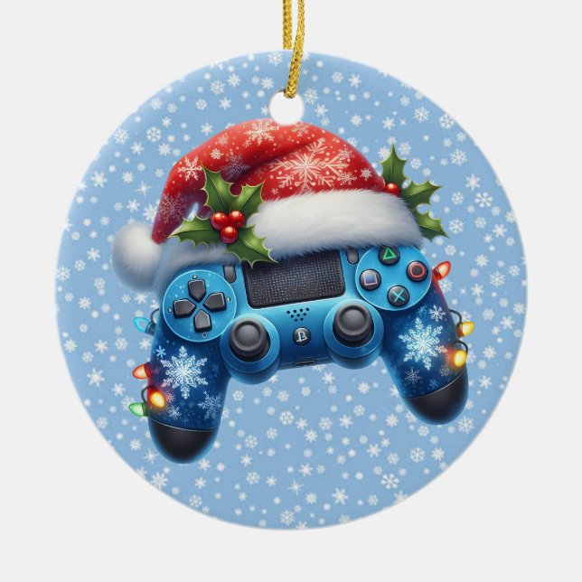 Ornament för Santa Hat Game Controller (Framsidan)