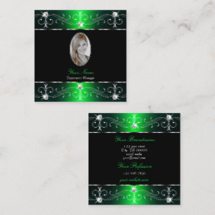 Ornament för svart Grönt för öga-fångst, lägg till Fyrkantigt Visitkort