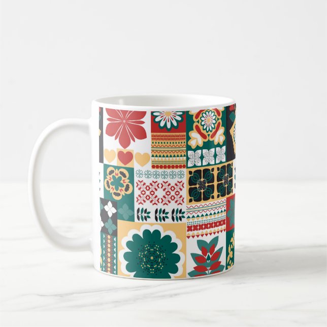 Ornament, geometrisk arrangemang för inslag, c kaffemugg (Vänster)