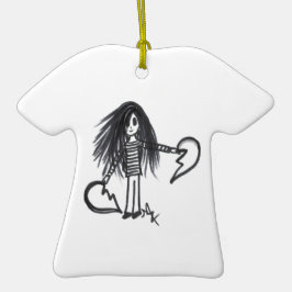 Ornament Girl, Black & White Broken Haleart