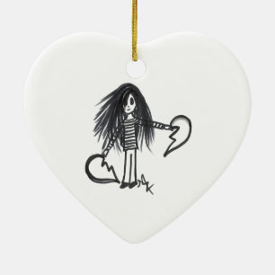 Ornament Girl, Black & White Broken Haleart