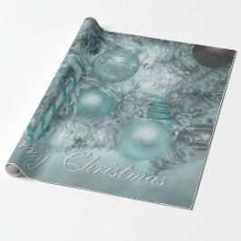 Ornament God jul Teal Grönt Träd Helgdag Presentpapper