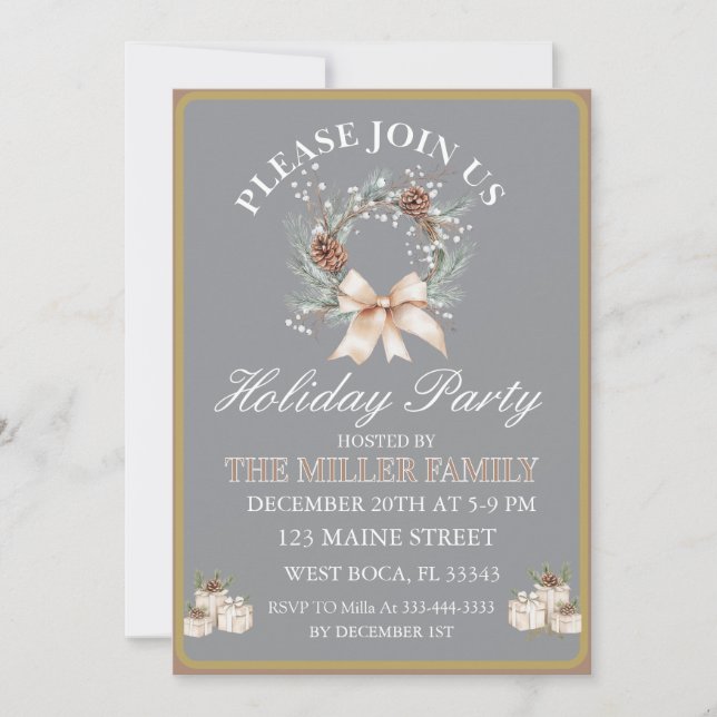 Ornament  Guld&Silver Julfest  Inbjudningar (Framsida)