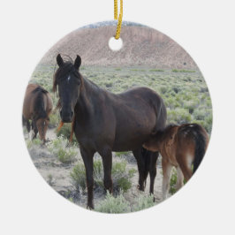 Ornament, hästar, naturen, djur, vilder julgransprydnad keramik