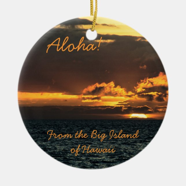 Ornament: Hawaii Sunset (Circle) Julgransprydnad Keramik (Framsidan)