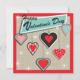 Ornament Hearts Retro Valentine Day Party Inbjudan