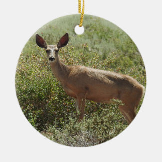 Ornament, hjort, doe, natur, djur julgransprydnad keramik