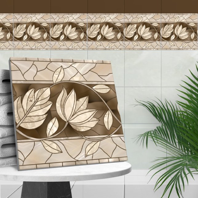 Ornament i art nouveau Blommigt gräns Kakelplatta (Skapare uppladdad)