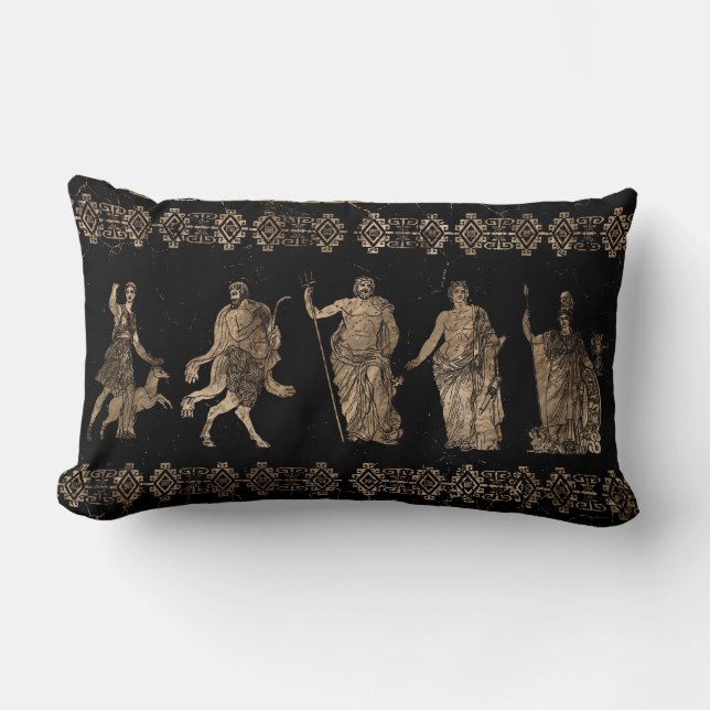 Ornament i Gudom och Meander nyckel Lumbarkudde (Framsida)