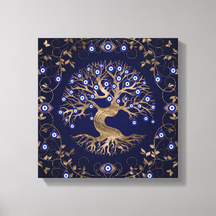 Ornament i Livets träd Evil Öga Canvastryck