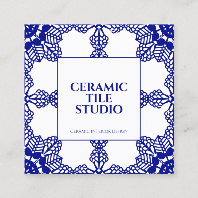 Ornament i sjölösa Mosaic Tile Mönster Fyrkantigt Visitkort (Framsida)