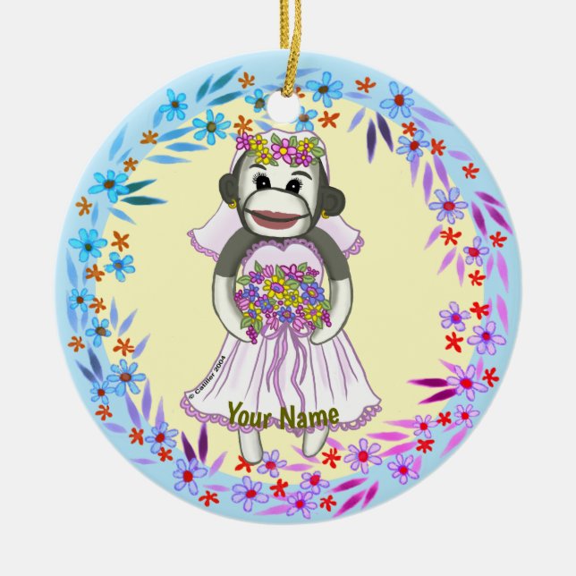 Ornament i sock monkey Bride bröllop (Framsidan)