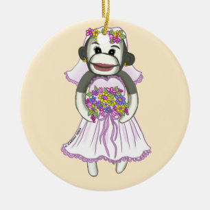 Ornament i sock monkey Bride bröllop