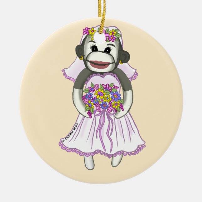 Ornament i sock monkey Bride bröllop (Framsidan)