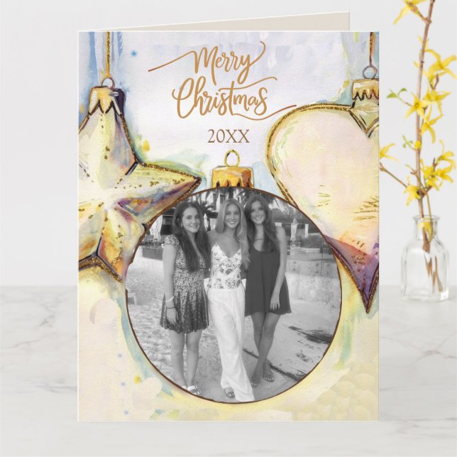 Ornament jul kort (Gul blomma)