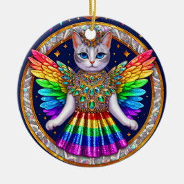 Ornament Jul Rainbow Angel Cat