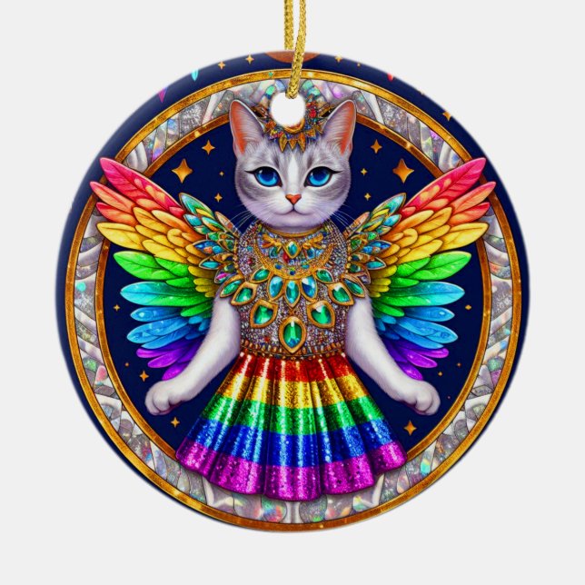 Ornament Jul Rainbow Angel Cat (Framsidan)