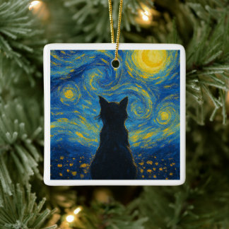 Ornament Katt Stjärnkväll Van Gogh