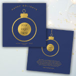 Ornament kort för företagets Logotyp - jul<br><div class="desc">En enkel och snyggt affärs- eller företagsdesign med julklapp i guld och Glad helg som kan anpassas till din logotyp och text. Anpassa ytterligare med ditt eget kort färg och struktur.</div>