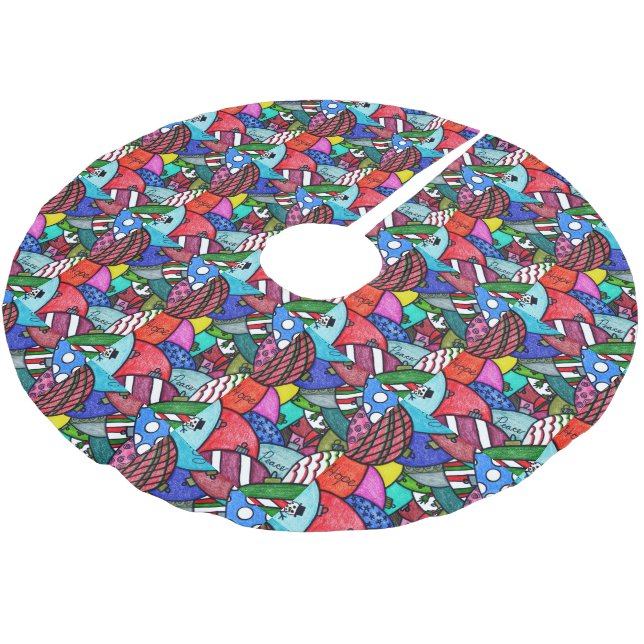 Ornament läggs till julgransmatta borstad polyester (Vinklad)