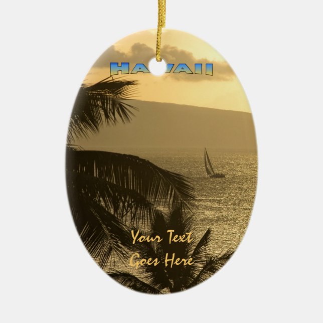 Ornament: Lahaina Sunset #1 (Oval) Julgransprydnad Keramik (Framsidan)
