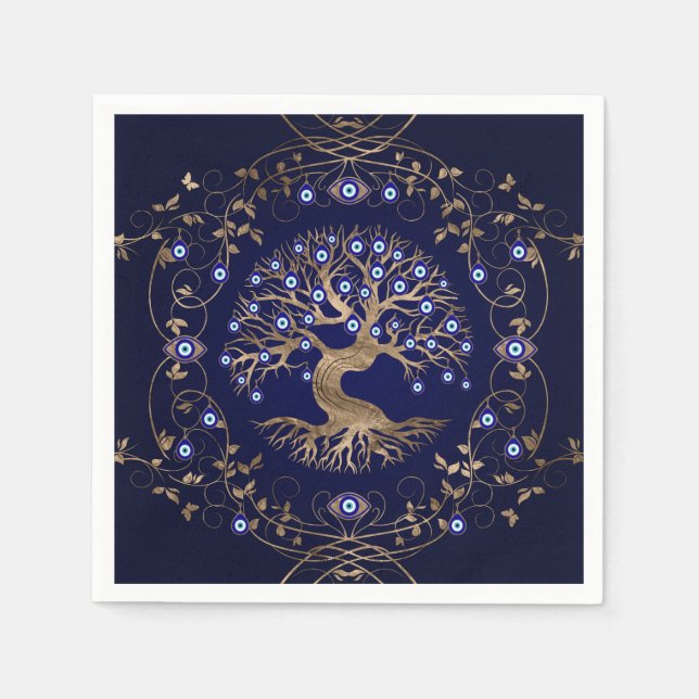 Ornament livets träd Evil Öga Pappersservett (Framsidan)