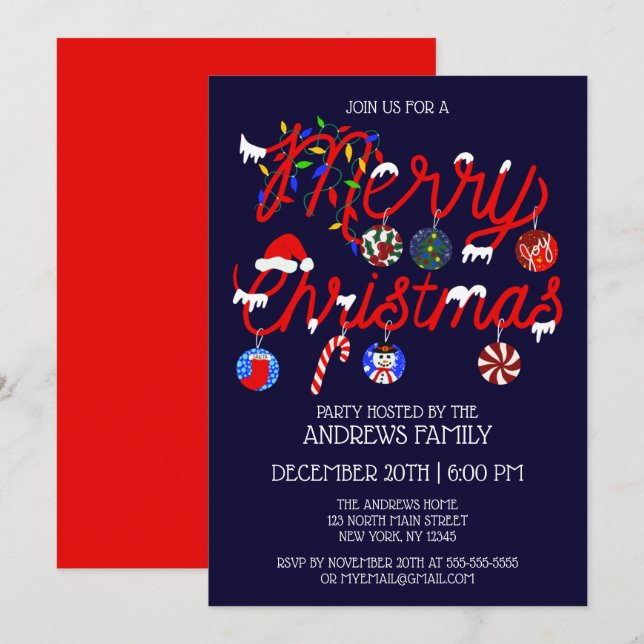 Ornament Ljus Snowy God jul Party Inbjudningar (Fram/baksida)