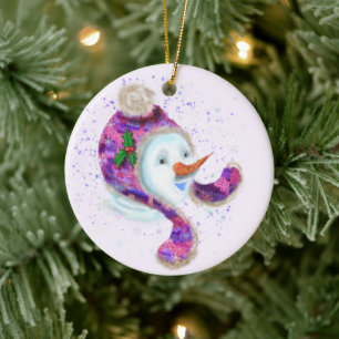 Ornament lycklig Snögubbe Julgran
