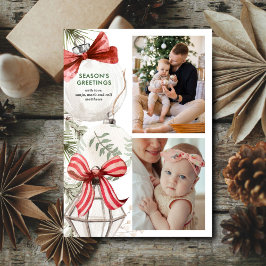 Ornament med Bows Photo Helgdag Card Julkort