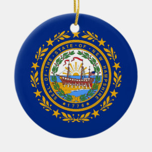 Ornament med flagga av New Hampshire