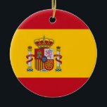 Ornament med flagga Spanien<br><div class="desc">Docka salarna med lite spansk fläck med vår vackra julprydnad med den stolta flagga av Spanien. Oavsett om du tillägger träd eller lägger till festlig charm till din hemdekoration är denna prydnad ett vackert firande av det spanska arvet och den spanska kulturen. Våra prydnadsföremål skryter med varsamhet, med varaktiga material...</div>